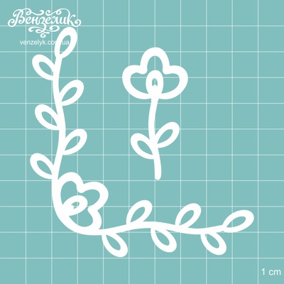 Чипборд від Вензелик - куток + квіточка, розмір: 8,6x8,9 см