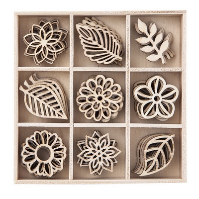 Набір деревʼяних прикрас dpCraft (Dalprint) - Leaves, 45шт.