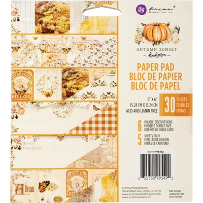 Набір скрап-паперу Prima - Autumn Sunset, 15x15см, 30 аркушів, двосторонній