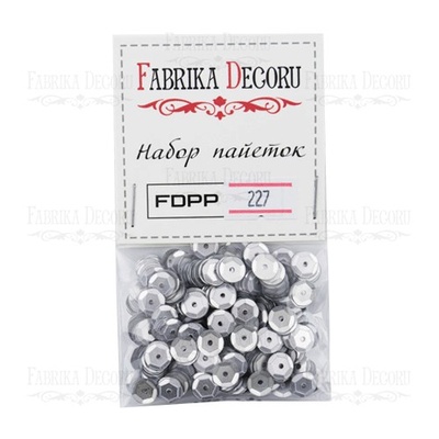 Набір паєток - 227, розмір 8 мм, кружочки, колір срібло, ТМ Фабрика Декору