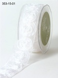 Стрічка від May Arts - Rosette White, колір білий, 3,8 см, довжина 90 см