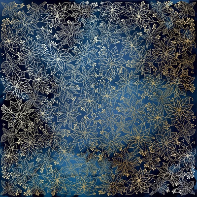 Аркуш одностороннього паперу з фольгуванням Golden Poinsettia Night garden, ТМ Fabrika Decoru