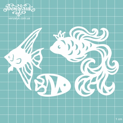 Чипборд від Вензелик - Набір рибок, розмір: від 4,5 до 8,6 см
