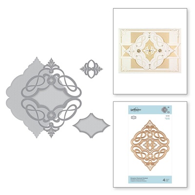 Ножі для вирубки від Spellbinders - Shapeabilities Marquise Diamond Pendant Etched Dies Vintage Treasures by Becca Feeken