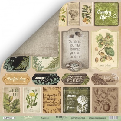 Аркуш одностороннього паперу Scrapmir - Картка (ENG) - Cozy Forest, 30x30см