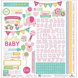 Наліпки від Paper House - Hello Baby Cardstock Stickers - Pink 30x30 см