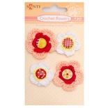 Набор брадсов цветы вязаные Яркие, 4 шт, ТМ Santi