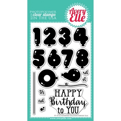 Акриловый штамп Avery Elle - Numbered Balloons Clear Stamps