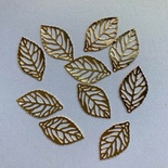 Металлическое украшение "Листик" 14x23мм, золото, 1 шт.