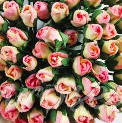 Буточники розы, цвет розовый с кремовым, диаметр - 4мм, 10 шт.