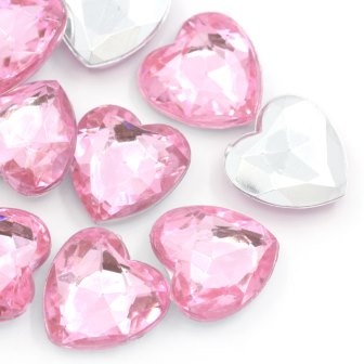 Акрилова прикраса "Серце", 17*16мм, колір рожевий, 5шт.
