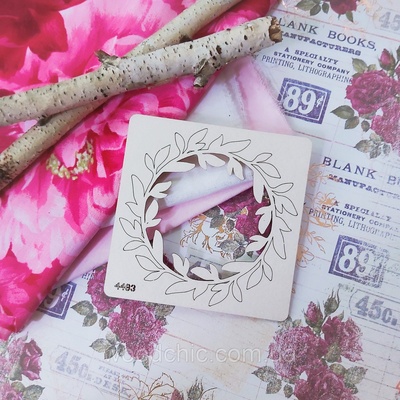 Чипборд Вінок листяний від WOODchic, 9x9см