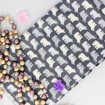 Тканина Оксфорд, Полярний ведмедик на сірому фоні, 45x55см