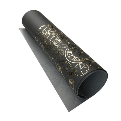 Відріз екошкіри з тисненням золотою фольгою Golden Clocks Gray 50x25см, ТМ Фабрика Декору