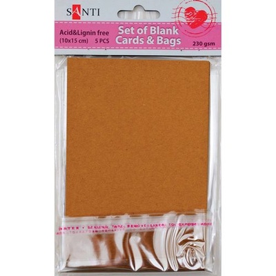 Набір крафт-заготовок для листівок, 10см*15см, 230г/м², 5шт., ТМ Santi