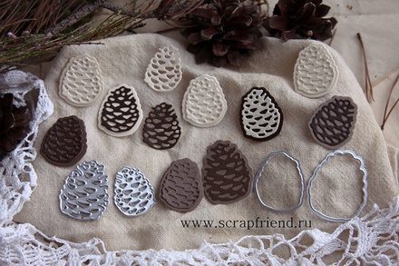 Набір ножів для вирубки від Scrapfriend - Шишки, 2х2,5 і 2,5x3см