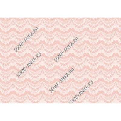 Скрап-папір для форзаців колекція 14_22., Мереживо з підвісками біле на рожевому, односторонній, 20x29 см