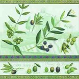 Серветка для декупажу «Оливки», колір фону: зелений, розмір: 33x33 см