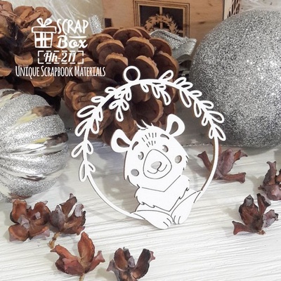 Чипборд ScrapBox - Ялинкова прикраса з ведведиком Hh-211