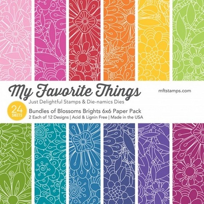 Набор бумаги My Favorite Things - Bundles of Blossoms Brights Paper Pack, размер 15х15 см, 24 листа.