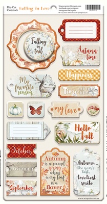 Чипборд для скрапбукінгу від Scrapmir - Falling in Love ENG, 18шт