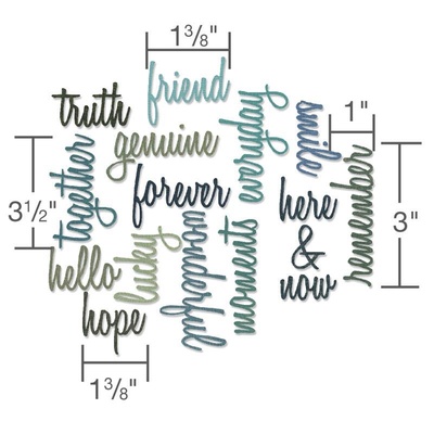 Лезвие от Sizzix - Tim Holtz - Thinlits Dies Script Friendship Words Collection pk of 16 - Слова