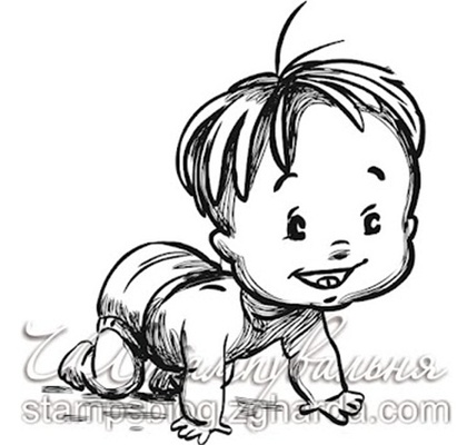 Акриловий штамп D024 Дитина, розмір 5,1х5,9 см