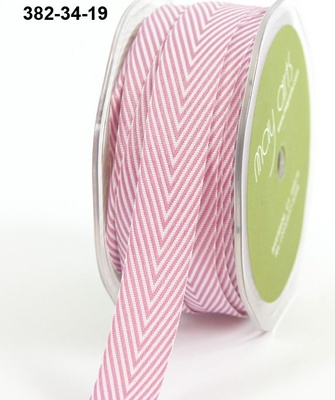 Стрічка Twill and Stripes, MAUVE, колір рожевий/білий, ширина 1,9 см, довжина 90 см