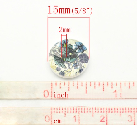 Дерев’яний ґудзик Multicolor Flower B17608, діаметр 15 мм, 1 шт.