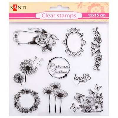 Набор силиконовых штампов Цветы, 15*15 см, ТМ Santi