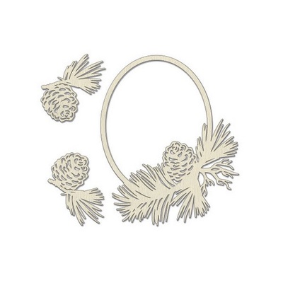 Набір чіпбордів Рамка з шишками 769, 10x15см, колір молочний, ТМ Фабрика Декору