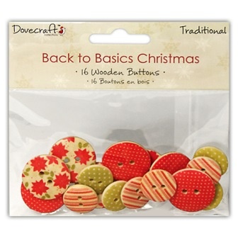 Дерев’яні ґудзики від Dovecraft - Back to Basics Christmas Traditional