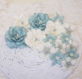 Набір квітів з тканини, м'ятно-ванільний, 2,5 см - 4,5см (15шт.)