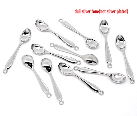 Металева прикраса "Ложечка", срібло, розмір 55x11 мм, 1 шт.