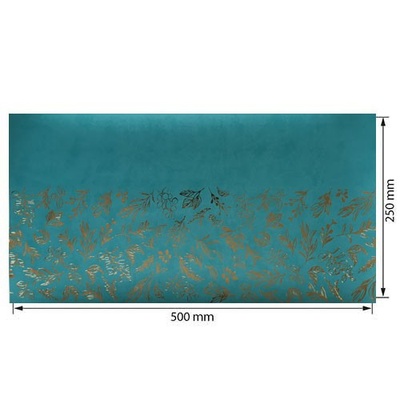 Відріз екошкіри з тисненням золотою фольгою Golden Branches Turquoise 50x25см, ТМ Фабрика Декору