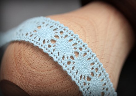 Тасьма мереживна від ScrapBerryʼs - блакитна, П/Е, 2см, 2 м