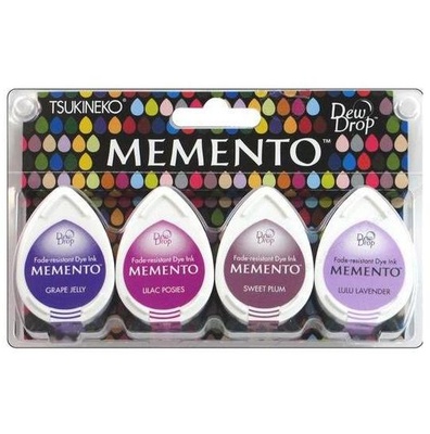 Набор чернил для штампинга Tsukineko - Memento Dew Drops - Juicy Purples, 4 штуки