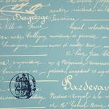 Ткань 100% хлопок - Старая рукопись на голубом, 45х65 см