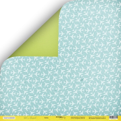 Аркуш двостороннього паперу для скрапбукінгу від Scrapmir - «Небо» з колекції Let's Travel, 30x30 см