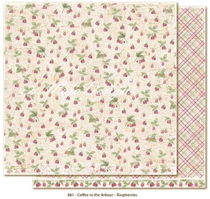 Двусторонний лист бумаги для скрапбукинга от Maja Design - Coffee in the Arbour - Raspberries, 30x30 см