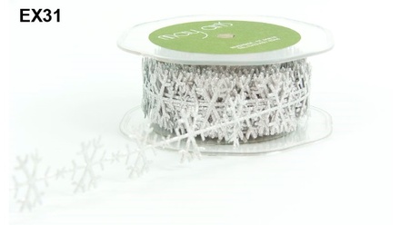 Лента от May Arts - снежинки, цвет серебро, длина 90 см