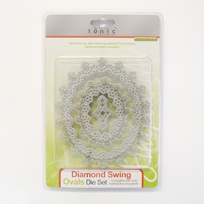 ЦІНУ ЗНИЖЕНО! Ніж для вирубки Tonic StudiOs-Simplicity Verso — Diamond Swing Oval Die Set, 5шт.ук
