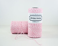 Хлопковый шнур от Divine Twine - Raspberry, 1 мм, цвет розово-белый, 1м