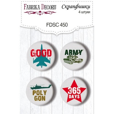 Скрап-фішки набір 4шт. Military style EN #450, ТМ Фабрика Декору