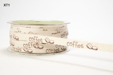 Стрічка Grosgrain / Circles, ширина 9,5мм, колір Brown COFFEE BEANS, 90c