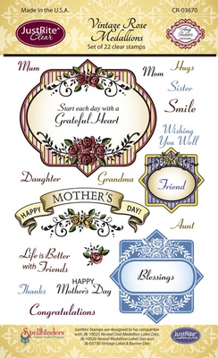 Акрилові штампи від JustRite - Vintage Rose Medallions