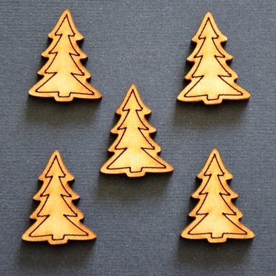 Деревянная фигурка WOOD-067 - Елочка с контуром, 1 штука