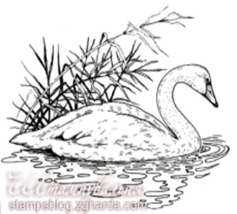 Акриловый штамп FA021 Лебедь, размер 5 * 3,9 см