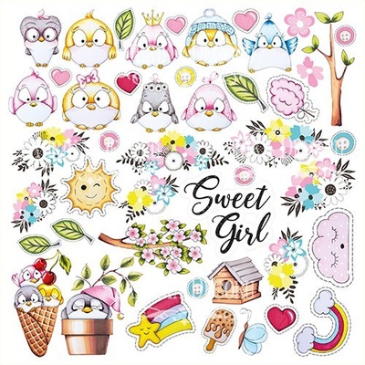 Аркуш з картинками для вирізання My tiny sparrow girl, ТМ Фабрика Декору