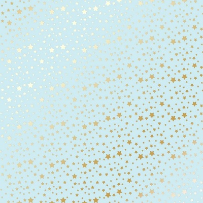 Аркуш одностороннього паперу з фольгуванням Golden stars Blue, ТМ Фабрика Декору